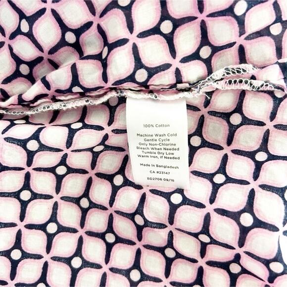 Talbots Pink Blue Geometric Print 3/4 Sleeve 100% Cotton Tunic Top Sz 2X Petite - Picture 5 of 6